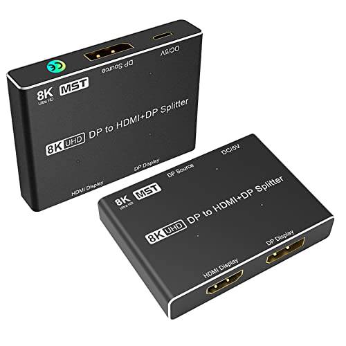 8K DisplayPort,DP 1.4 분배기 to DisplayPort,DP, DP& HDMI, BolAAzuL DisplayPort,DP MST 허브 분배기 1 in 2 Out Multi-Stream 수송 DP in HDMI 2.1& DisplayPort,DP, DP Out 지원 8K@30Hz 4K@144Hz