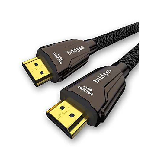 BRIDGEE 인증된 HDMI 2.1 케이블 (6.56ft), 울트라 고속 HDMI 케이블 지원 48Gbps 8K@60Hz 4K@120Hz 다이나믹 HDR 10, eARC, VRR, ALLM PS5 엑스박스 시리즈 X etc