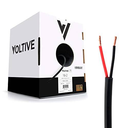 Voltive 16/ 2 스피커 와이어 - 16 AWG/ 게이지 2 컨덕터 - UL Listed in 벽면 Rated (CL2/ CL3) - Oxygen-Free 구리 ( OFC) - 500 Foot 벌크, 대용량 케이블 풀 박스 - 블랙