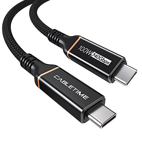 【USB-IF Certified】USB4 케이블 호환가능한 썬더볼트 4 Cable(1.6FT/ 0.5M), CABLETIME USB4 케이블 40Gbps 100W/ 5A and 8K@60Hz 5K@60Hz or 듀얼 4K 비디오