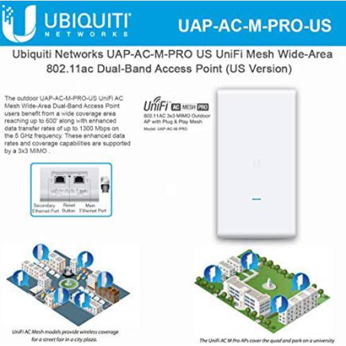 UniFi 매쉬 AC 프로 UAP-AC-M-PRO-US 802.11AC 3x3 MIMO 아웃도어 Wi-Fi 액세스 포인트 Wide-Area Dual-Band AP