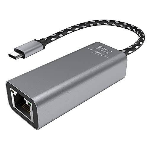 KabelDirekt  USB-C 이더넷&  랜 어댑터 (USB-C 플러그/ RJ45 플러그, Reliable 네트워크/ 인터넷 연결 노트북/ 맥북/ 태블릿 1Gbit/ s 스피드, 10cm 케이블 Length, 알루미늄, 실버)