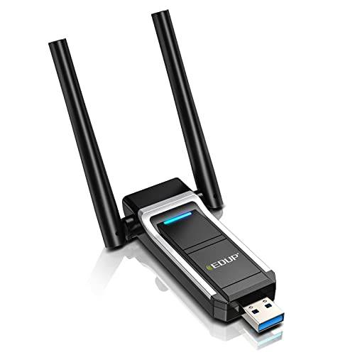 EDUP USB 3.0 와이파이 어댑터 AC 1300Mbps 롱 레인지 하이 게인 듀얼밴드 안테나 5.8Ghz/ 2.4Ghz 무선 네트워크 어댑터 데스크탑 PC 노트북 지원 윈도우 11/ 10/ 8.1/ 8/ 7/ XP/ Vista/ Mac 10. 6-10.15