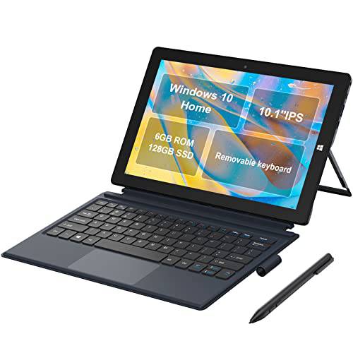 10.1 ’’ 태블릿, 태블릿PC PC Windows10 홈 Intel Celeron N4120 LPDDR4 6GB eMMC 128GB SSD 2-in-1 노트북 컴퓨터 터치스크린 탈부착가능 키보드 터치 펜 2.4G+ 5G 와이파이 블루투스 IPS HDMI