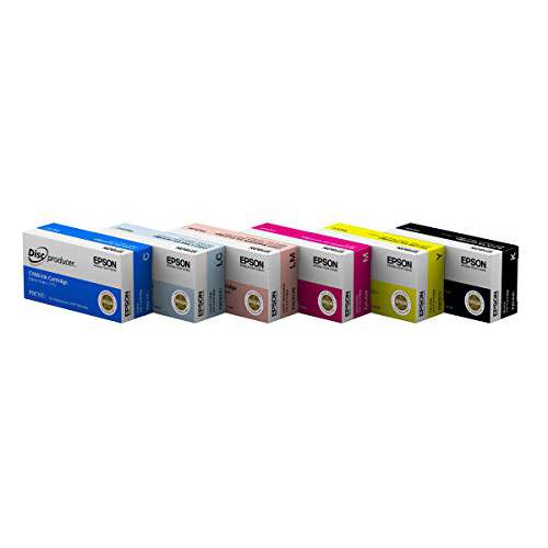 Epson DiscProducer PP-100 잉크카트리지, 프린트잉크 6 컬러 세트 in 리테일 포장, 패키징
