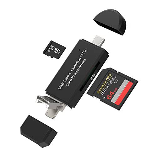 SD 카드 리더, 리더기, 5 in 1 마이크로 USB 2.0 타입 C 휴대용 메모리 카드, 슈퍼 스피드 아이폰 마이크로SD SDXC SDHC MicroSDHC TF,  용 iOS Mac 안드로이드