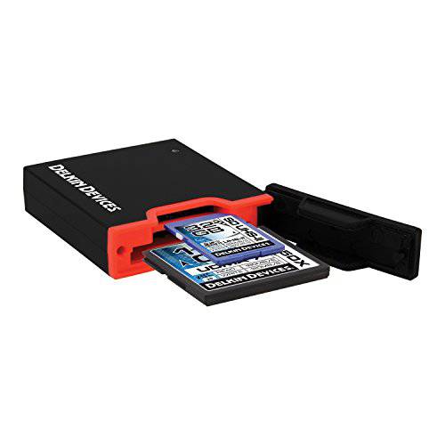 Delkin USB 3.0 듀얼 슬롯 SD UHS-II and CF 메모리 카드 리더, 리더기 (DDREADER-44)