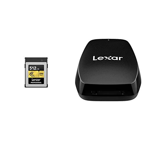 Lexar 프로페셔널 512GB CFexpress 타입 B 메모리 카드, Up to 1750MB/ s Read, Raw 4K 비디오 레코딩, 지원 PCIe 3.0& nVME+ CFexpress 타입 B USB 3.2 세대 2x2 리더, 리더기, Up to 1700MB/ s Read
