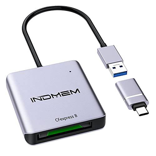 INDMEM CFexpress 카드 리더, 리더기, USB C 3.1 세대 2 타입 C to CFexpress B 리더, 리더기, CFexpress B 메모리 카드 어댑터 up to 10Gbps, 지원 안드로이드/ 윈도우/ Mac OS/ 리눅스