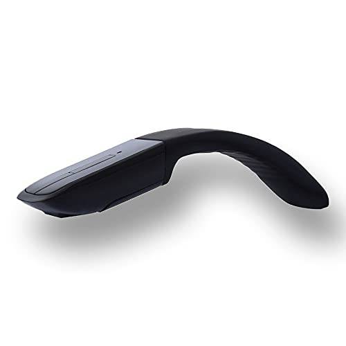 블루투스 Arc 터치 마우스 슬림 and 휴대용 미니 무선 컴퓨터 마우스 접이식 인체공학 광학 마우스 노트북 노트북 태블릿, 태블릿PC (Bluetooth-Black)