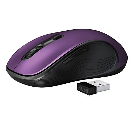 Deeliva 무선 마우스, 2.4G 컴퓨터 마우스 3 조절가능 DPI, 후면/ Forward 버튼 and USB 리시버, 컴팩트 인체공학마우스, 버티컬 마우스 노트북/ Mac/ 윈도우 (퍼플)