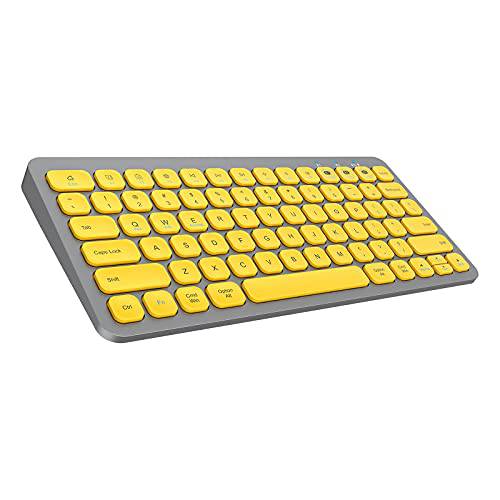 Multi-Device 블루투스 키보드, PINKCAT 무선 키보드 호환가능한 노트북/ PC/ 노트북/ 맥북/ 컴퓨터, Ultra-Thin 매끄러운 디자인 아이폰/ 아이패드/ 아이패드 미니/ 아이패드 프로/ 아이패드 에어/ 스마트 TV - ( Yellow)