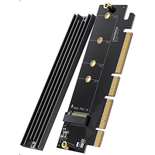 UGREEN NVMe PCIe 어댑터, M.2 SSD to PCIe 4.0 X16/ X8/ X4 카드  히트싱크, M.2 PCIe 어댑터 M-Key and M& B-Key NVMe SSD 2280/ 2260/ 2242/ 2230