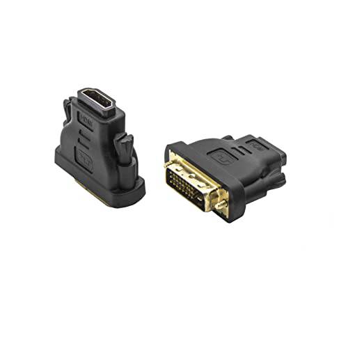 HDMI to DVI 어댑터 2-Pack, 선택형 DVI to HDMI 컨버터, 변환기 커넥터 Male to Female 지원 1080P, 3D Comupter, 모니터, 게임 콘솔 (2, 블랙)