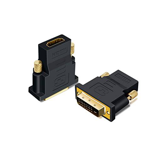 DVI to HDMI 1-Pack, Bi-Directional DVI to HDMI 어댑터 컨버터, 변환기 Male to Female 컴퓨터, 모니터, TV 프로젝터, 비디오 게임 and so on (1, 골드)