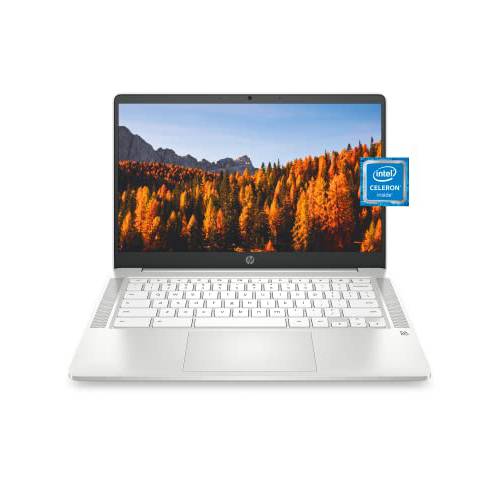 HP 크롬북 14 노트북, Intel Celeron N4020, 4 GB 램, 32 GB eMMC, 14” HD Micro-Edge 디스플레이, 크롬 OS, Thin&  휴대용, 4K 그래픽,  백설공주 키보드 (14a-na0023nr, 2021, 세라믹 화이트)