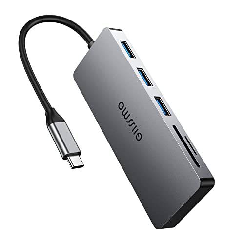 USB C 허브 멀티포트 어댑터 GIISSMO 7-in-1 USB C 어댑터 4K HDMI, 100W PD and USB 3.0, 2 USB-A, SD/ TF 카드 리더, 리더기, 호환가능한 맥북 프로 에어 XPS HP XPS and More 타입 C 디바이스…