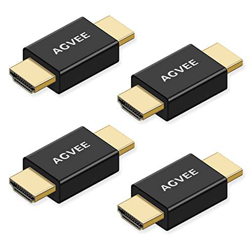 AGVEE [4 팩] HDMI Male to Male 어댑터, HDMI Type-A 2.0 4k@60HZ 커플러 확장기 커넥터, 메탈 쉘 연장 컨버터, 변환기 TV 스틱, Roku 스틱, 크롬캐스트, 엑스박스, PS4, 노트북, PC, 블랙