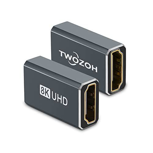 Twozoh 8K HDMI 커플러 (2-Pack), HDMI 2.1 Female to Female 어댑터, HDMI Female 커넥터 48 Gbps HDMI 확장기 지원 8K@60Hz, 4K@144Hz 1080p