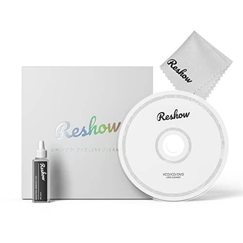 Reshow CD 클리너 디스크 CD 플레이어 - 레이저 렌즈 클리닝 디스크 클리닝 세트 CD/ VCD/ DVD 플레이어, 포함 극세사 천, 클리닝 디스크 and 클리닝 솔루션