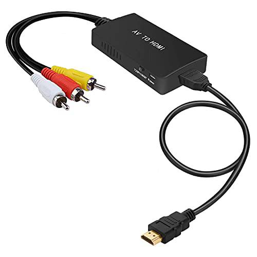 RCA to HDMI 컨버터, 변환기, AV to HDMI 어댑터 컴포지트, Composite CVBS to HDMI 비디오 오디오 컨버터, 변환기 호환가능한 엑스박스, N64, PS3, TV, STB, VHS, VCR, DVD ect - RCA Male to HDMI