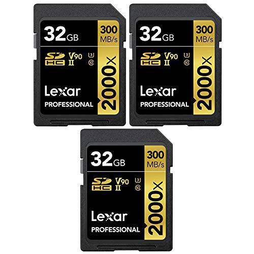 Lexar LSD2000032G-BNNNU 프로 2000x SD UHS-II 32GB 메모리 카드 Without 리더, 리더기 3 팩