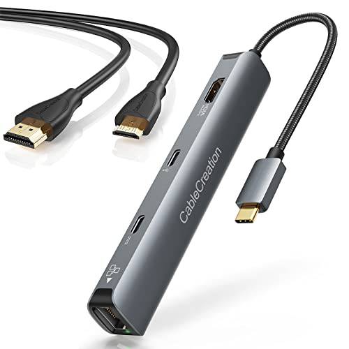 USB C 허브 멀티포트 어댑터, CableCreation 6-in-1 USB-C 허브 번들,묶음 CableCreation 미니 HDMI to HDMI 케이블
