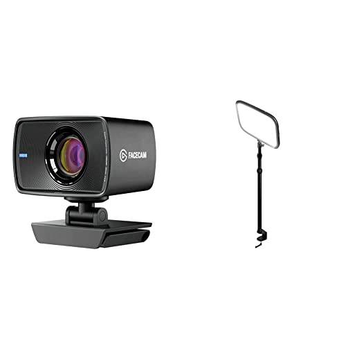Elgato Facecam - 1080p60 풀 HD 웹캠 비디오 회의, 게이밍,  스트리밍&  키 라이트 - 프로페셔널 2800 루멘 스튜디오 라이트 데스크 클램프  스트리밍, 레코딩 and 비디오 회의