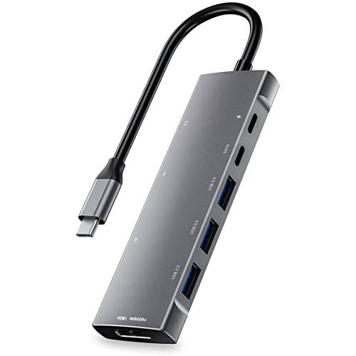 USB C 허브 4K@60Hz HDMI 9-in-1 어댑터 아이패드 프로 2021 2020 2018 12.9 11 인치 아이패드 에어 4 아이패드 미니 6 탈부착 스테이션 3xUSB3.0, 3.5mm 헤드폰 잭, TF/ SD 카드 리더, 리더기, 100W PD, 타입 C 데이터