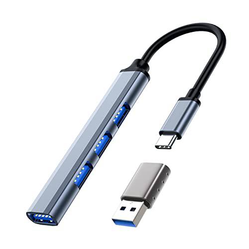 USB C 허브, 4 in 1 USB C 어댑터 USB 분배기 분배기 확장기 타입 C to USB 3.0 5Gbps 울트라 슬림 휴대용 썬더볼트 3 적용가능한 맥북 프로/ 에어, 아이패드, 크롬북, PC, 삼성, 플래시 드라이브