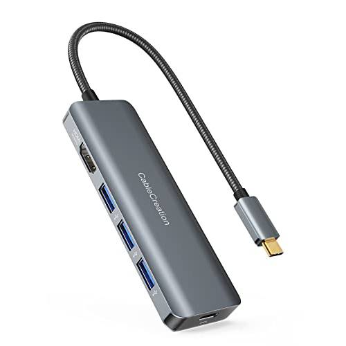 USB C 허브 4K 60Hz, CableCreation 5-in-1 도크 USB-C 멀티포트 어댑터 HDMI, 3 USB 3.0 포트, 100W 파워 Delivery 맥북 프로/ 에어 2020/ 2018, Mac 미니, 아이패드 프로, XPS