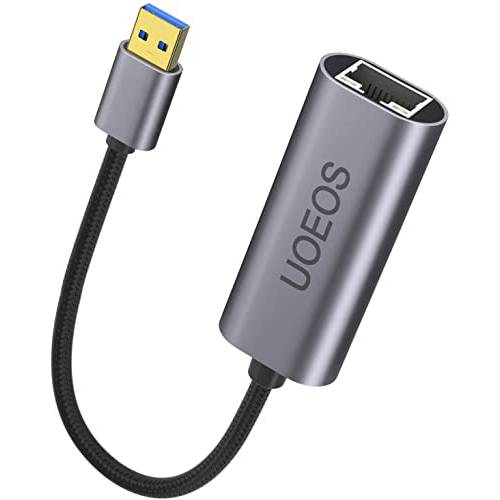USB to 랜포트, UOEOS USB 3.0 to RJ45 랜 기가비트 이더넷 10/ 100/ 1000 Mbps 네트워크 어댑터 창문 7/ 8/ 10, 리눅스/ 맥스, 맥북, 서피스, 프로/ 미니, 크롬 OS and More