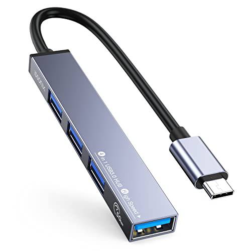 iDsonix USB 허브, 알루미늄 4-Port PS4 USB 3.0 데이터 to USB 허브 어댑터 (Ultra-Slim) USB C 분배기 노트북 호환가능한 PC, 맥북 에어, Mac 프로/ 미니, 서피스 프로,  플래시드라이브, 휴대용 HDD and More