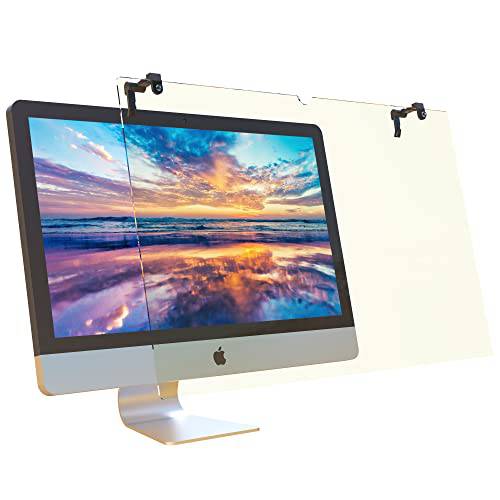 CRYSFLOA 블루라이트 화면보호필름, 액정보호필름 패널 Mac 모니터 27 인치 대각선 LED PC 아이맥 스크린 Anti-UV 아이 프로텍트 필터 와이드스크린 데스크탑 디스플레이 프레임 조절가능 걸수있는