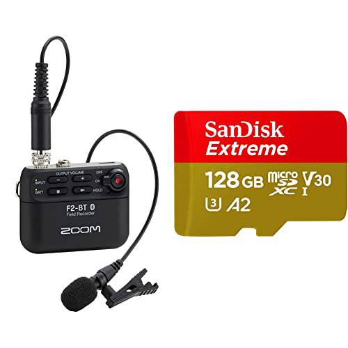 줌 디지털 Multitrack 레코더 (F2-BT)& SanDisk 128GB 익스트림 마이크로 SDXC UHS-I 메모리 카드 어댑터포함 - up to 160MB/ S, C10, U3, V30, 4K, A2, 마이크로 SD - SDSQXA1-128G-GN6MA