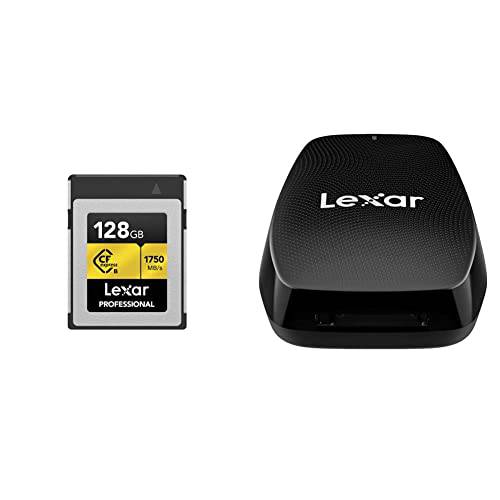 Lexar 프로페셔널 CFexpress 128GB Type-B 카드 (LCFX10-128CRBNA)+ Lexar 프로페셔널 CFexpress 타입 B USB 3.2 세대 2x2 리더, 리더기, Up to 1700MB/ s Read, Designed CFexpress 타입 B 카드 (LRW550U-RNBNU)