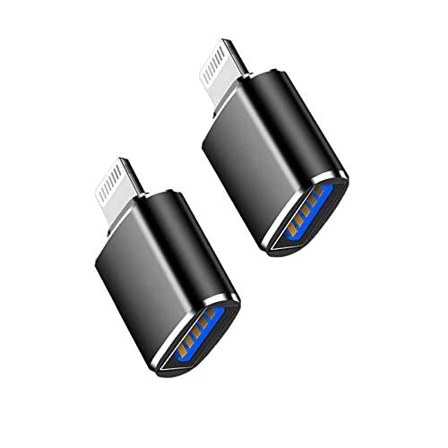 (애플 MFi Certified)Lightning Male to USB3.0 Female 어댑터 OTG 케이블, 2 팩 휴대용 USB 카메라 어댑터 OTG 데이터 동기화 케이블 iPhone13/ 12/ 11/ XR/ X/ Xs/ 8/ 7/ 카드 리더, 리더기/ 플래시 드라이브/ 마우스/ 미디 키보드