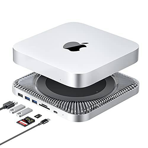 USB-C 허브  하드디스크 인클로저 Mac 미니 M1, 타입 C 탈부착 스테이션 SATA SSD/ HDD 슬롯, 듀얼 USB 3.0/ 2.0 포트, TF/ SD 카드 리더기, 호환가능한 Mac 미니 2018/ 2020