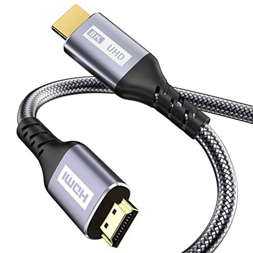 HDMI 2.1 케이블 6.6FT, Yurnero 8K 고속 48Gbps 울트라 HD HDMI to HDMI Cable(8K@60Hz, 4K@120Hz), HDMI 케이블 지원 3D and 오디오 리턴 채널, 호환가능한 파이어 TV/ PS5/ PS4/ PS3/ PC