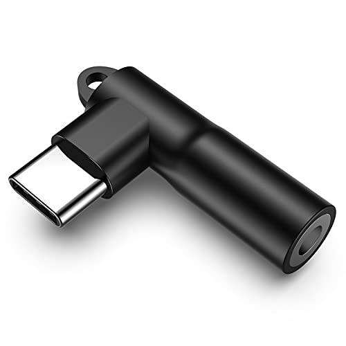 USB C to 3.5mm 오디오 어댑터, USB 타입 C to AUX 동글 헤드폰 잭 어댑터 호환가능한 삼성 갤럭시 S21 S20 울트라 S20+ 노트 20 10 S10 S9 플러스, 픽셀 4 3 2 XL, 아이패드 프로 (블랙)
