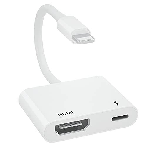HDMI 어댑터 아이폰 to TV, 1080p 디지털 AV 어댑터 아이폰( No Need 파워) 플러그 and 플레이, 호환가능한 아이폰 13/ 12/ 11/ X/ 8/ 8plus/ 7/ 7plus/ iPad-Support iOS 15
