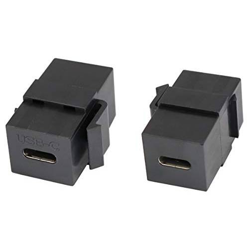 AAOTOKK USB C 키스톤 잭 어댑터 USB 3.1 Type-C Female to Female 키스톤 인서트 소켓 커플러 어댑터 벽면 플레이트 콘센트 패널 (블랙/ 2 팩)
