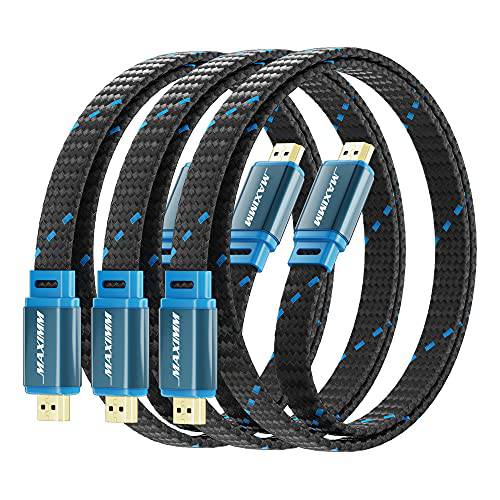 4K HDMI 케이블, 1ft, Super-Slim 플랫 Space-Saving, High-Speed HDR HDMI 2.0 Braided 케이블, 3-Pack, UL-Listed