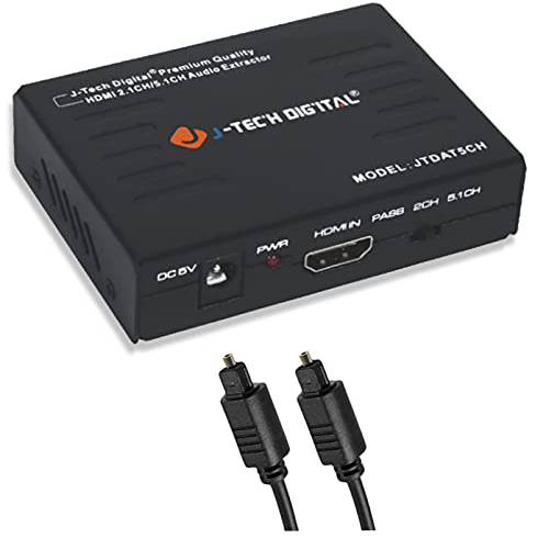 J-Tech 디지털 프리미엄 퀄리티 1080P HDMI to HDMI+  오디오 ( SPDIF+ RCA 스테레오) 오디오 분리기 컨버터, 변환기 번들,묶음 토스링크 디지털 광학 오디오 SPDIF 케이블 3ft