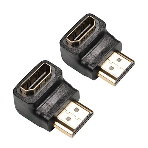 HDMI 어댑터 Male to Female, 2-Pack 90 도 HDMI 컨버터, 변환기 커넥터 지원 3D 4K 1080P -블랙