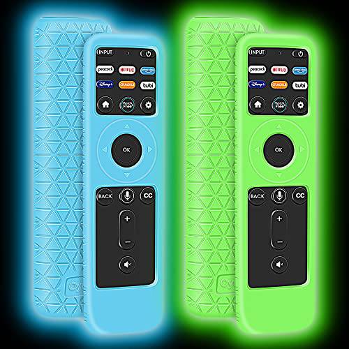 [2 팩] 보호 케이스 VIZIO XRT260 스마트 TV 리모컨 2021 모델, 실리콘 리모컨 케이스 홀더 XRT260 V-Series 4K 음성 리모컨, 충격방지 리모컨 배터리 후면 커버 Protector-Glowgreen+ glowblue