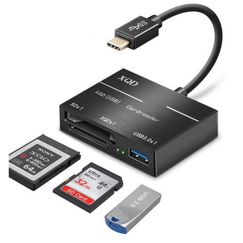 USB C XQD 카드 리더, 리더기, USB 3.0 SD(HC/ XC) 카드 리더, 리더기/ Write 초고속 5Gbps 플래시 SD 메모리 카드 리더, 리더기 커넥터 소니 XQD G 시리즈 Lexar XQD 카드 USB Mark 카드 호환가능한 맥북 윈도우/ Mac OS