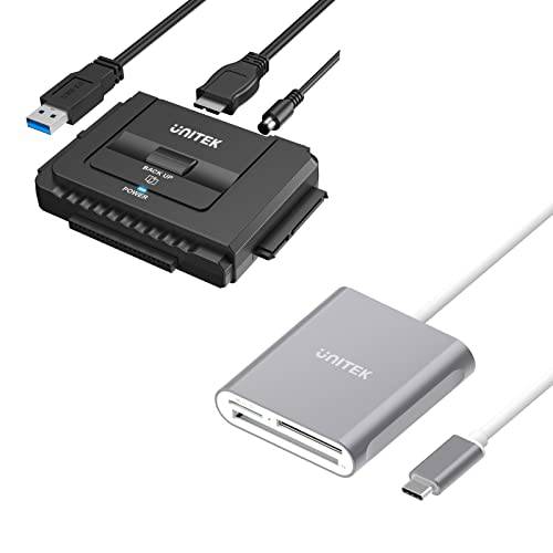 [번들,묶음] Unitek USB 3.0 to IDE and SATA 컨버터, 변환기 외장 하드디스크 어댑터 키트 and USB C SD 카드 리더, 리더기