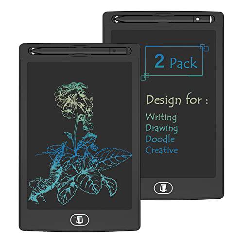 [2 팩] 8.5 인치 리유저블,재사용 Colorful LCD 필기 태블릿, 태블릿PC Ewriter, TIQUS 메모장 보드  스타일러스 - 블랙