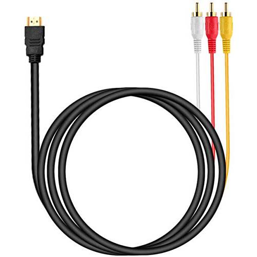HDMI to RCA 케이블, 1080P 5ft/ 1.5m HDMI Male to 3-RCA 비디오 오디오 AV 케이블 커넥터 어댑터 송신기 TV HDTV DVD